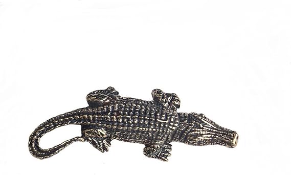 DMtse Chinese Brass Crocodile Decor Statue Figurines for Animal Sculpture Lucky for Collectibles Gift