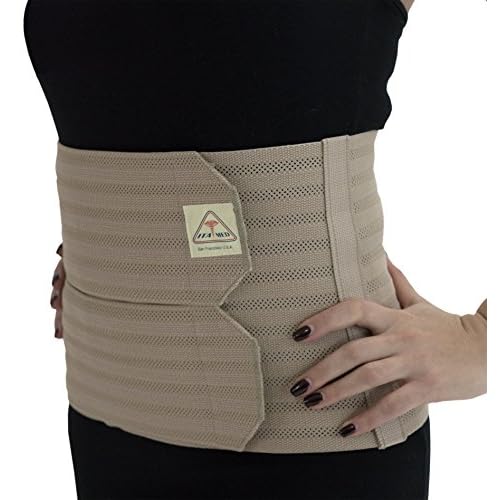 ITA-MED 9 Wide Breathable Abdominal Binder for Women, Ideal Wrap for Postpartum, C-Section, and Post Surgery Recovery, Body-Shaping Effect, Made in USA, Beige, Small