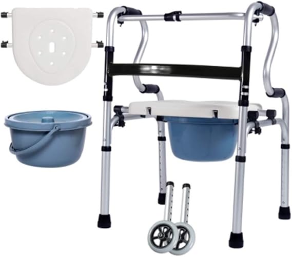 Folding Multi-Function Aluminum Walking Aid for Elderly & Disabled, Lightweight Zimmer Frame, Adjustable Height