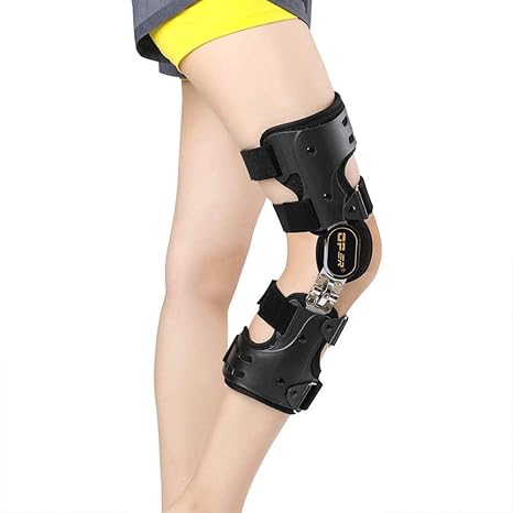 Adjustable Hinged ROM Knee Brace with Strap, Post OP Patella Injury Immobilizer Brace Orthopedic Guard Protector - Full Leg Stabilizer Knee Orthosis Splint,Right