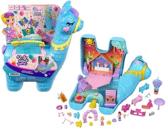 Polly Pocket Pajama Party Playset, 25 Toy Surprises, Pop and Swap Toy Accessories, 2 Dolls, Toys for Ages 4 and Up, One Playset, HHX74