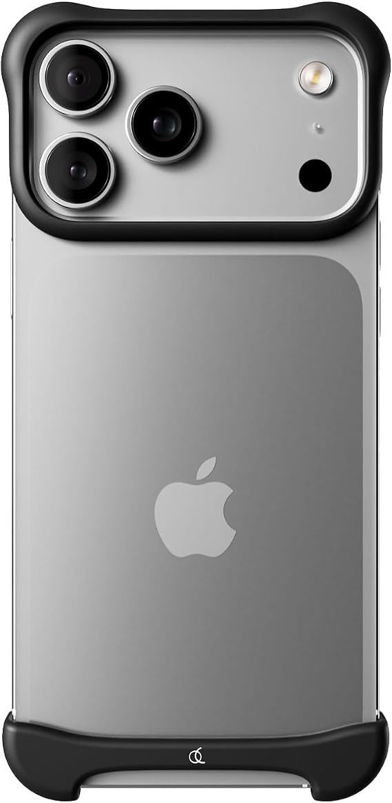 Arc Pulse iPhone 17 Pro Case Aluminum Bumper Aerospace Grade A7075 Aluminum Alloy Super Duralumin Shockproof Impact Absorption Two-Layer Slide-On Fit Magsafe Compatible Aluminum Matte Black