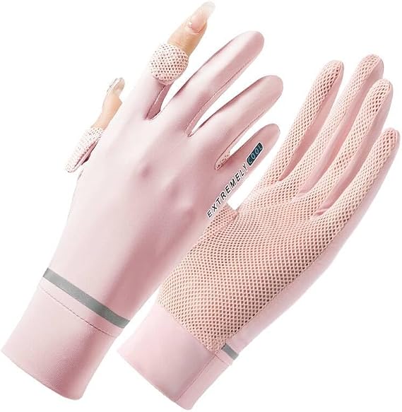 Women's Summer Sunblock Gloves Breathable Mesh UV Protection Glove Flip-Top Finger Design Driving Gloves for Cyling Riding Outdoor