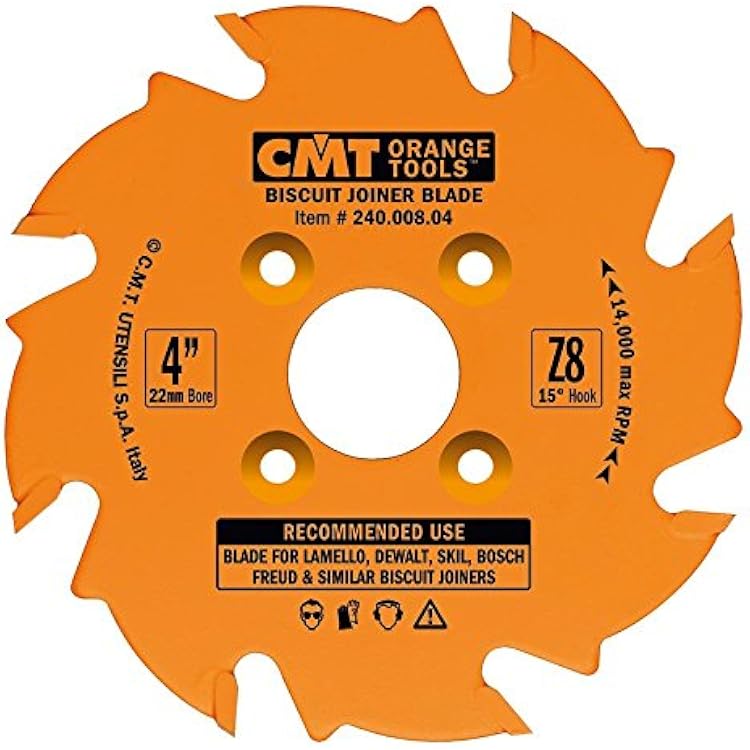 CMT 240.008.04 Biscuit Joiner Blade, 4-Inch Diameter x 8 Teeth, PTFE-Coated.