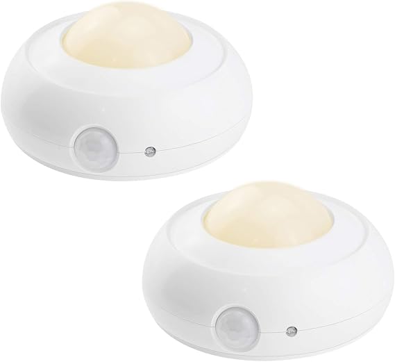 BIGLIGHT Battery Powered Motion Sensor Light, Battery Operated Puck Lights, Wireless LED Night Lights, Stick on Wall Lights for Closet Shelf Cabinet Pantry Counter Stairs Steps