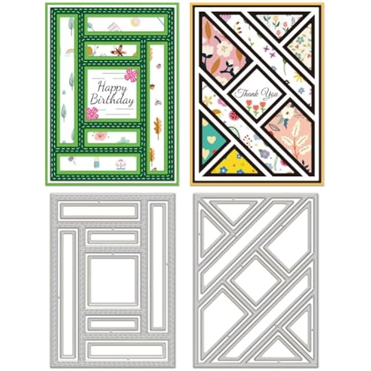 GLOBLELAND Frame Background Cutting Dies for Card Making Splicing Rectangular Background Board Die Cuts Carbon Steel Embossing Stencils Template for St. Pariks Day Easter DIY Scrapbooking Craft Decor
