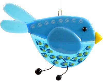 Whimsical Bird Fused Glass Sun Catcher, Handmade in USA Blue Bird