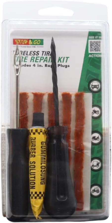 Stop & Go 76002 8-Piece Tubeless Tire Repair Kit with Rope Plugs