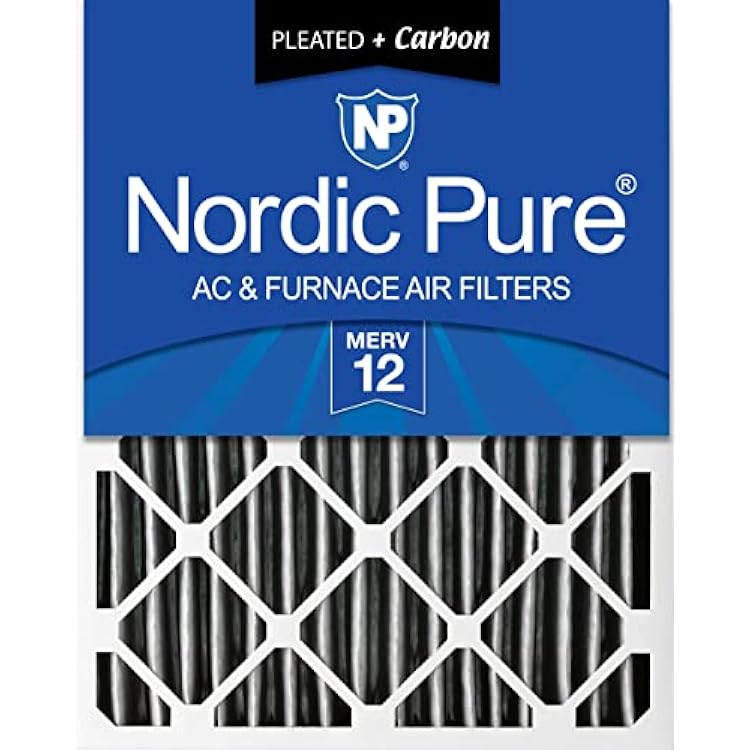 Nordic Pure 18x24x4 Actual Size: 17 12 x 23 38 x 3 58 Pleated Air Filter MERV 12 Plus Carbon 1 Pack