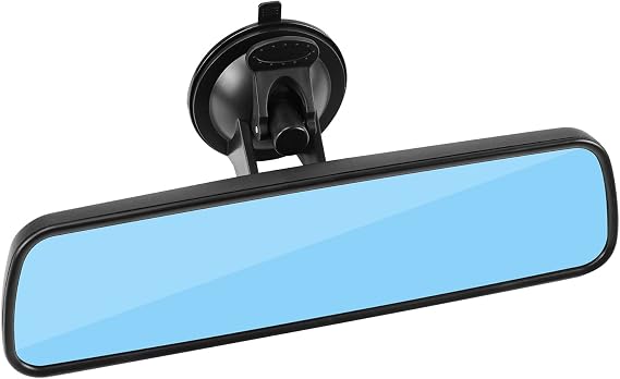 Rear View Mirror, Anti-Glare HD Blue Universal Car Interior Rearview Mirror with Adjustable Suction Cup for RV Marine Auto Boat Truck SUV Van