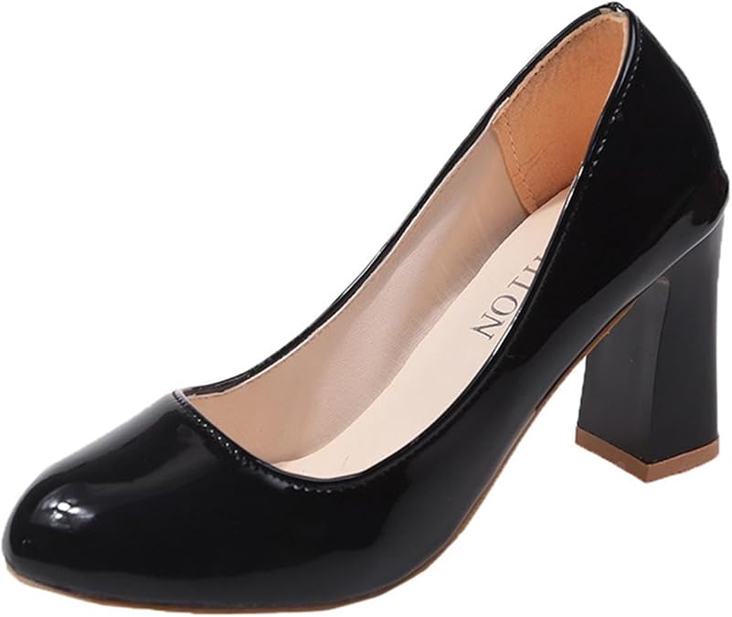 Women's Ladies Fashion Round Toe Solid High Heels Single Work Business High Heels Shoes for Women Sexy Closed