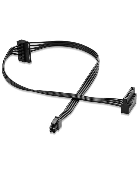 ATX Mini 4PIN to Dual SATA 15 PIN Adapter Extension Cable for Mechanical HDDs SSDs DVD/CD-ROMs (17.9 in./45.5 cm)