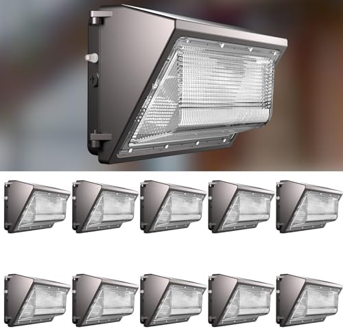 Lightdot 10Pack 100W LED Wall Pack Lights, 100-277v Dusk to Dawn with Photocell 15000Lm150LmW 5000K IP65 Outdoor Exterior Lighting for Building,Yard,Warehouse,Factory,Garage, ETLHeight:6-15ft
