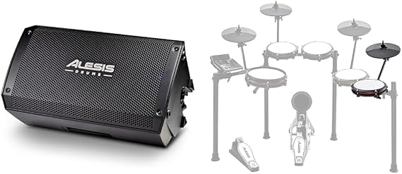 Alesis Strike Amp 8 MK2 2000W Drum Amp Speaker Bundle with Nitro Max Expansion Pack - Mesh Tom Pad, 10" Cymbal