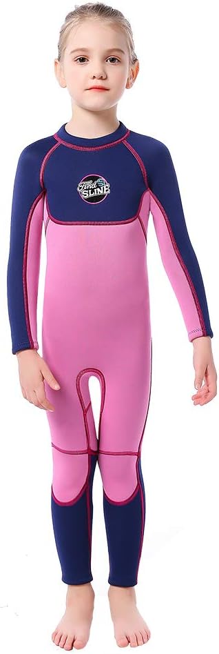 Kids Wetsuit Girl - 2.5mm Neoprene Thermal Full Body Wet Suits Long Sleeve One Piece Swimsuit Back Zipper Keep Warm for Diving Scuba Snorkeling Swimming Surfing Cold Water Sports