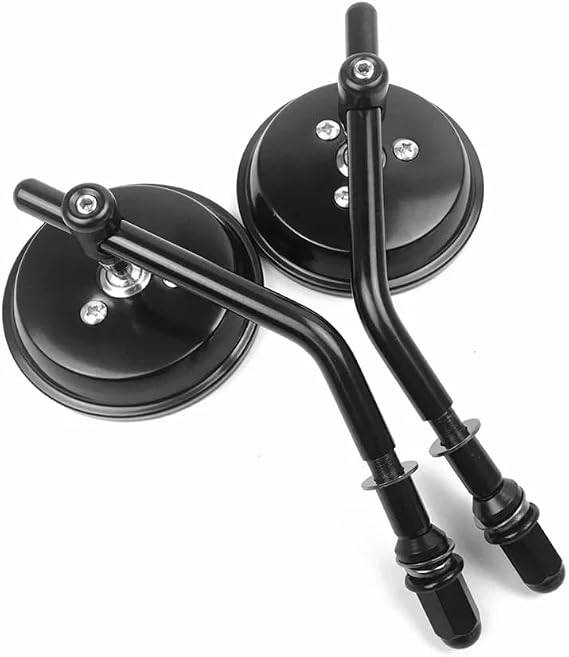 Motorcycle Side Rearview Foldable Motorcycle Mirrors Short Stem 3"Round Rearview Mirror For For Dyna For Bobber For Chopper For Old School Up Black/Chrome(Black)