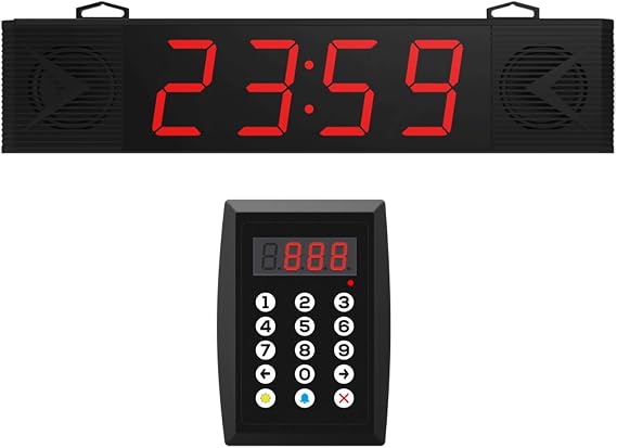 Queue Calling System, Wireless 4-Digit Take a Number Display | Voice Broadcast,Four-digit LED Display, Dual Speakers, 10 Volume Levels, for Restaurants and Clinics,1 Display 1 Keypad