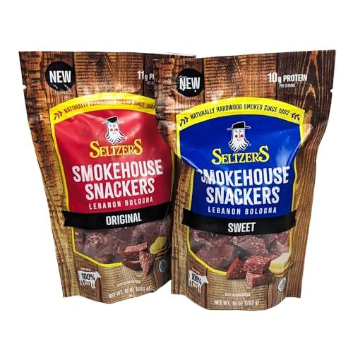 Lebanon Bologna Smokehouse Snackers, Original 2 x 10 oz bag and Sweet Flavor 2 x 10 oz bag