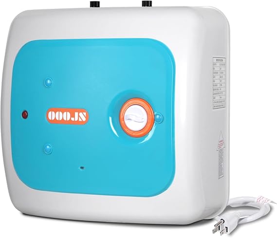 110V-120V 1440-1500W Instant Electric Hot Water Heater Under Kitchen Small Tank 8.0 Gallon Storage,Rv Trailer Instant Fiberglass Compact Point-of-Use,2 PCs 16 Long 1/2FIP Stainless Steel Hose 30L
