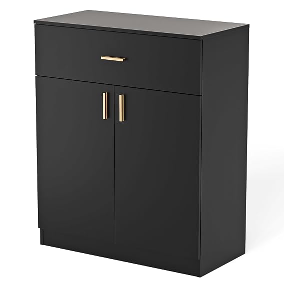 OmySalon Salon Storage Station Barber Station, Salon Stations for Hair Stylist, Free Standing Cabinet Beauty Salon Spa Equipment with 1 Drawers, 1 Storage Cabinet for Hair Styling, Black