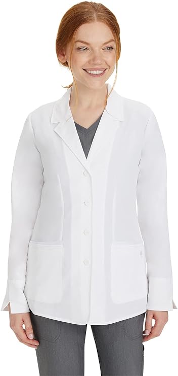 Healing Hands Womens Lab Coat 4 Pocket Full Sleeve Mid Length 5064 Felicity The White Coat Minimalist Collection