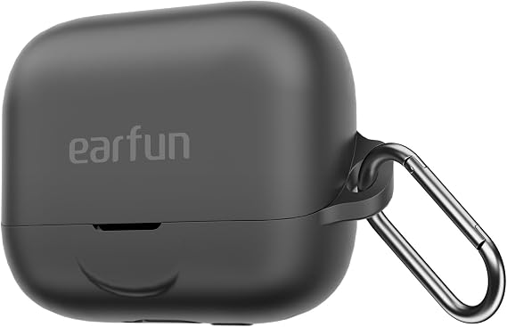 EarFun Protective Case Cover for EarFun Air Pro 4+, Soft Silicone Protective Case with Keychain, Shock-Proof, Full Protective Cover, Black