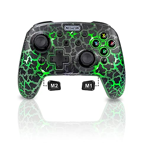 megacom Pro Controller - Wireless Gamepad for Switch, PC Windows & Steam, Steam Deck Bluetooth Gaming Controller with 2 Remap Keys, Rechargeable Battery, RGB Breathing Light, Adjustable Vibration