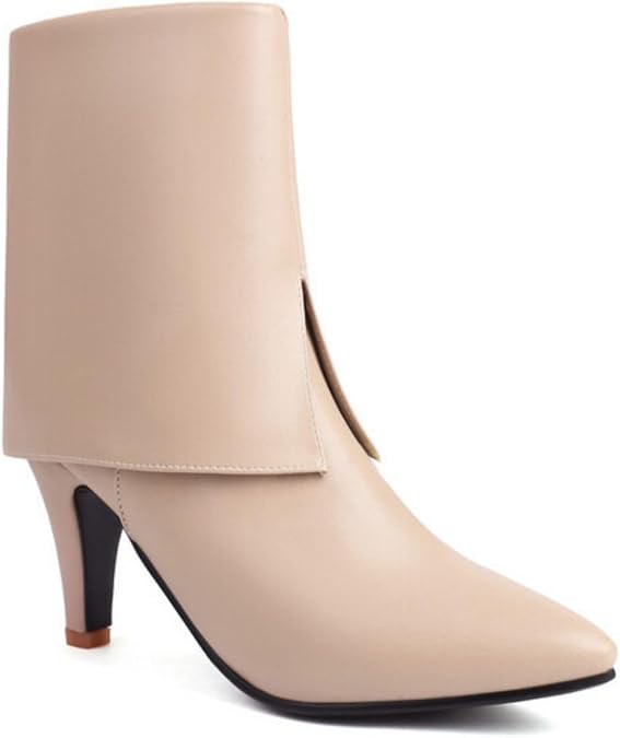 Ephirebra Women's Wide Calf Pointed Toe Stiletto Short Boots Side Zipper Comfortable Elegant High Heel Boots