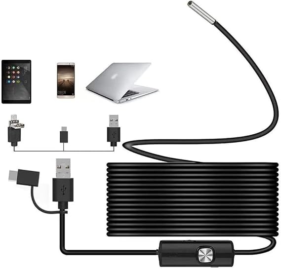Dual Lens Borescope Camera, Snake Camera for Sewer Drain Pipe, Lens Inspection Camera for Industrial Digital Industrial Borescope,Hard Cable,10m
