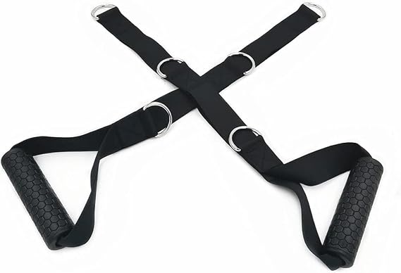 Adjustable Gym Handle with 5 D- Rings for Cable Machine Lifting Pulling Workout Anti-Slip Stirrup Bar Accessories