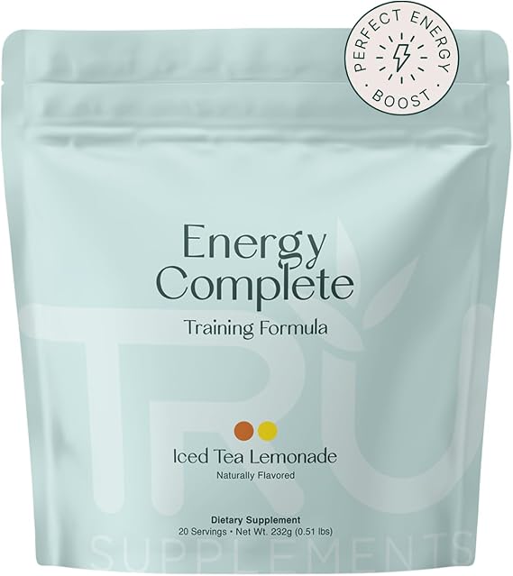 TRU Supplements Supplements Energy, Pre Workout Training Formula, Vegan Friendly, No Jitters, Improve Workout Performance, Naturally Extracted Flavors, 20 Servings (Iced Tea Lemonade)