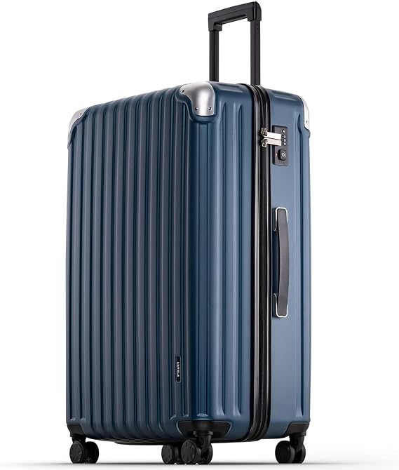 LEVEL8 Grace Luggage, 28 Inch Hardside Suitcase, Abs+Pc Harshell Spinner Luggage with Tsa Lock, Spinner Wheels, Blue