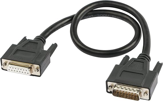 DB15 Male to Female Serial Cable, Male to Female 15 Pin Gold Plated Connecter Straight Through Cord, for Data Communication 0.5M(Black)