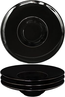 Ceramics Rimmed Soup Bowls 8.8 oz, Black 11.6 inch Exquisite small soup plate Set of 4, Pasta plates With Rim is the best choice for hotels, kitchens, fine restaurants and gourmets