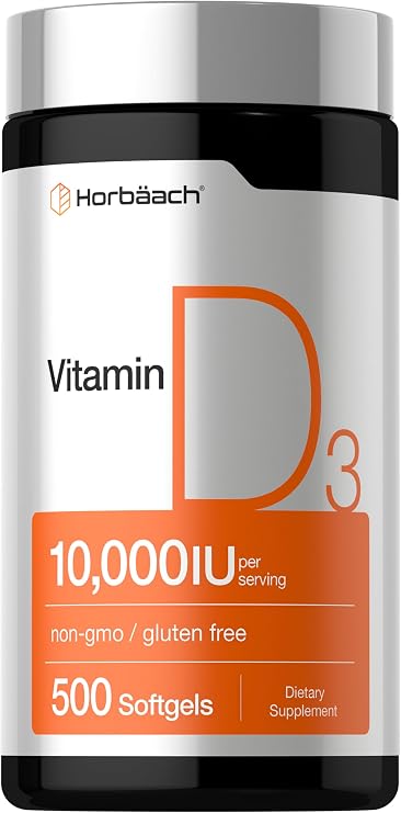 Horbaach Vitamin D3 10000 IU | 500 Softgels | 250mcg