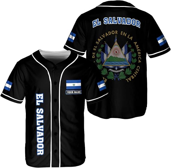 Custom El Salvador Baseball Jersey Shirt Personalized Name Salvadorian Salvadoran Flag Shirts Salvadorena Pride for Men Women