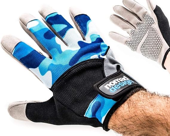 Nomad Design Breathable Mesh Fishing Casting Gloves with Double Stitched Seams Leather for Maximum Durability - Reinforced Finger & Palm with Extra Grip, Adjustable Strap