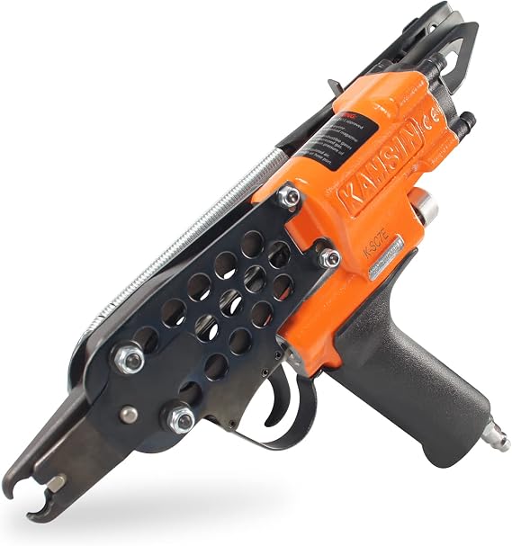 K-SC7E 15 Gauge 3/4 Crown Pneumatic Hog Ring Gun 7-8mm Closure Diameter | C Ring Gun with Long Nose, Professional Air Hog Ring Plier Tool for Fencing