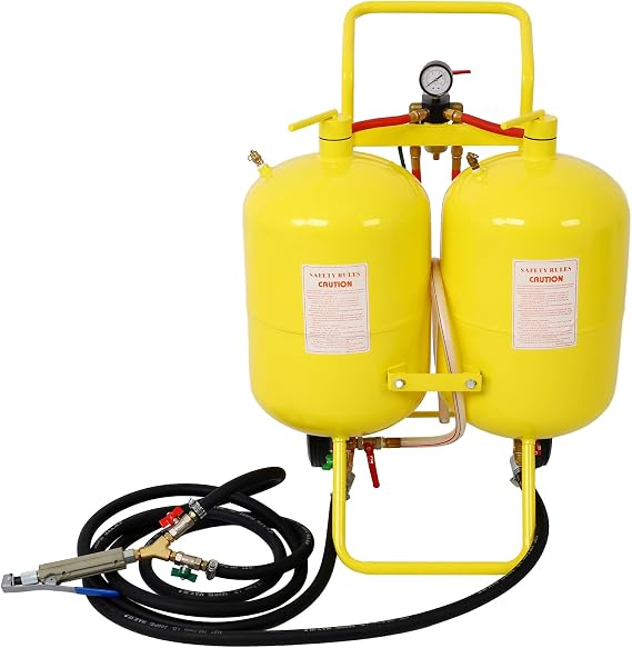 Kaimei Dual Tank Abrasive Soda Blaster - Versatile 2 Tank Media Blaster for Soda and Aggressive Media - Industrial Grade Abrasive Blasting System