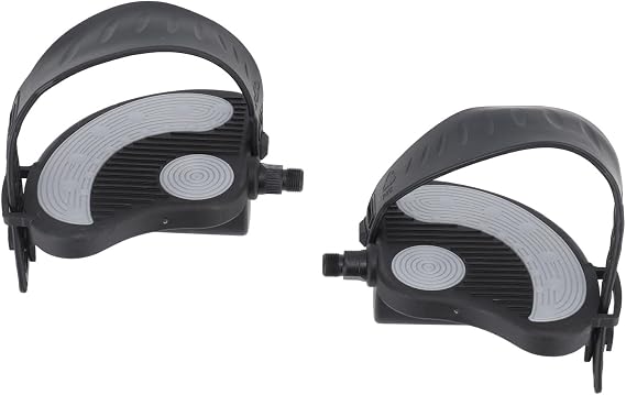 2PCS Adjustable Exercise Bike Pedals with Straps, Stainless Steel Pedals for Home Gym Cycling