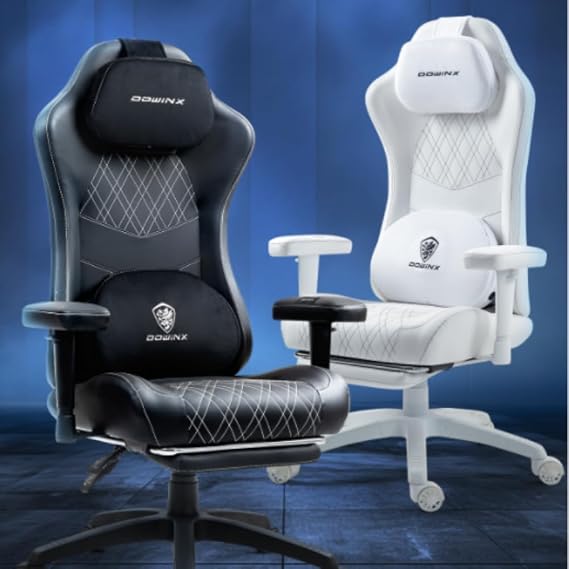 Dowinx LS-665TE0D Gaming Chair with Heated Massage Lumbar Support,Ergonomic Computer Chair with Pocket Spring Cushion,Reclining Game Chair with Adjustable Padded Armrests and Footrest,Black-Green