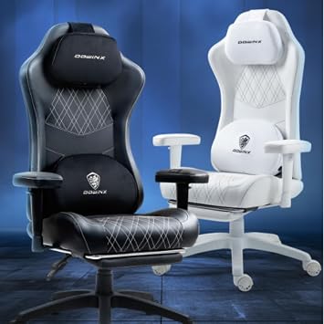 Dowinx LS-665TE0D Gaming Chair with Heated Massage Lumbar Support,Ergonomic Computer Chair with Pocket Spring Cushion,Reclining Game Chair with Adjustable Padded Armrests and Footrest,Black-Green