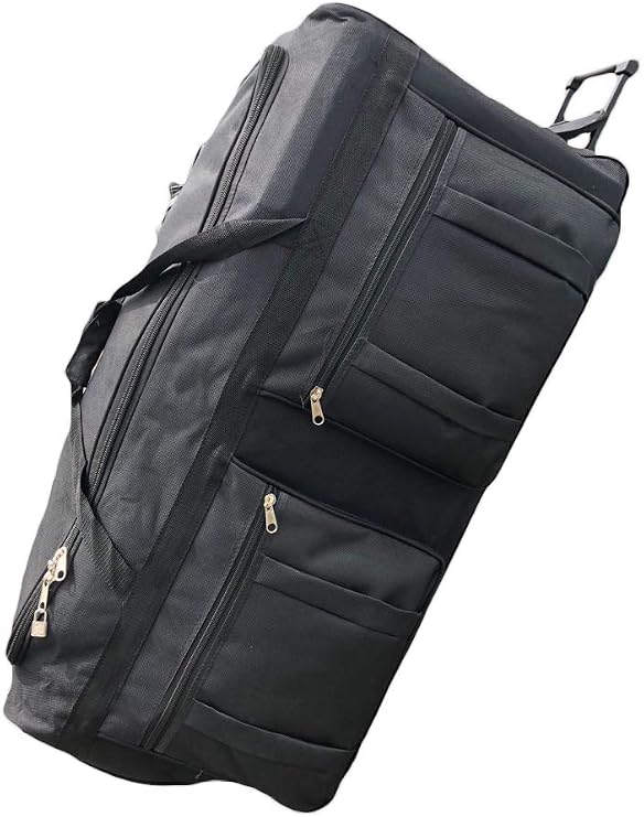 Gothamite 36-inch Rolling Duffle Bag with Wheels, Luggage Bag, Hockey Bag, XL Duffle Bag With Rollers, Heavy Duty Oversized Bag (Black)
