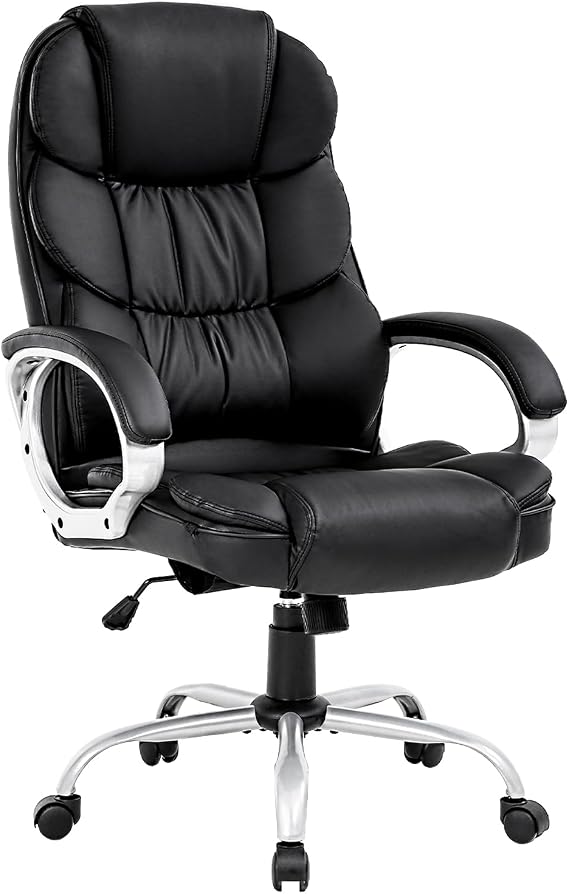BestOffice Ergonomic Office Chair Desk Chair Computer Chair with Lumbar Support Arms Executive Rolling Swivel PU Leather Task Chair for Women Adults, Black