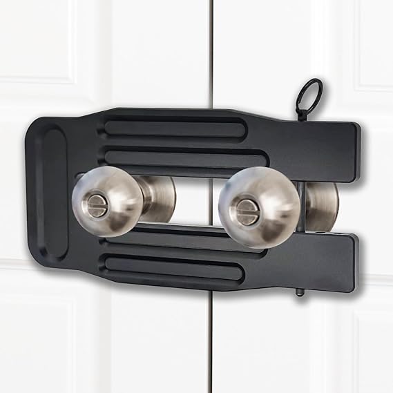 French Door Lock Childproof | Adjustable Double Door Reinforcement Lock for French Doors Home Security | Add High Security to Prevent Home Unauthorized Entry | Unibody Aluminum Construction