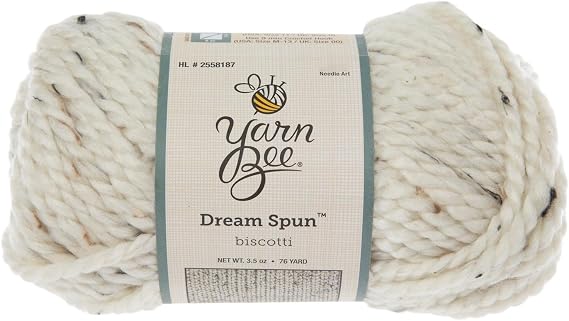 Hobby Lobby Yarn Bee Dream Spun Yarn, Biscotti | 5 Bulky Weight, Acrylic & Superwash Wool, 76 Yards Per Skein