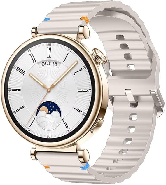 Sneezy Huawei Watch GT4 41mm İle Uyumlu Dalga Desenli Tokalı Yumusaş Soft Silikon Kordon