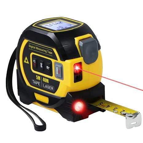 3 in 1 Digital Laser Tape Measure | Laser Level Crosshairs | 130ft/40m LCD