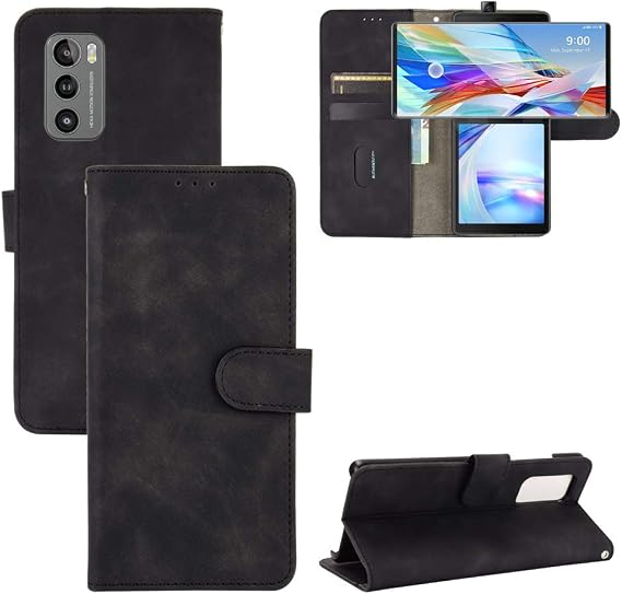 Case for LG Wing, LG Wing 5G Case,Leather Wallet Shockproof Flip Folio Phone Cover Card Slots Kickstand Magnetic Closure for LG Wing 5G -Black