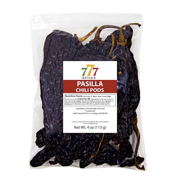 4oz Pasilla Negro Chilaca Dried Whole Chile Seco Peppers | Authentic Mexican Food